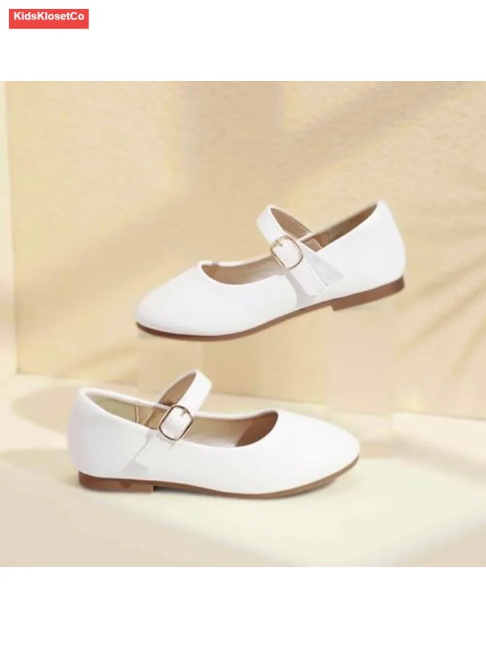 Girls Round Toe Mary Jane Flats with Hook and Loop Closure
